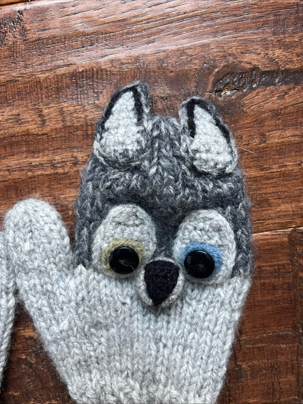 Andes Wool Kids Grey Wolf Knit Mittens size Small